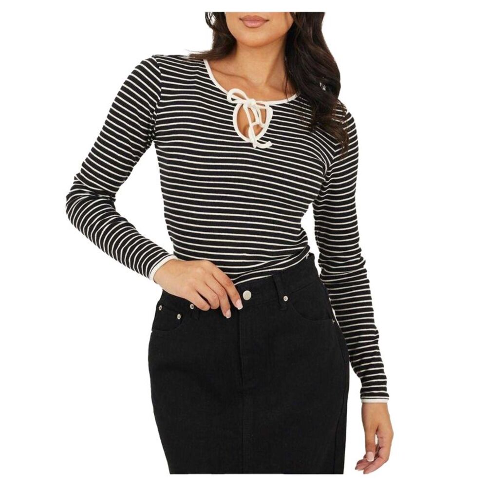 Brave Soul Womens/Ladies Striped Top / Black/Cream